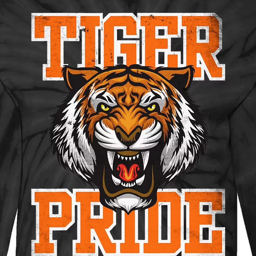 Tiger Pride Tiger Mascot School Sports Team Tie-Dye Long Sleeve Shirt