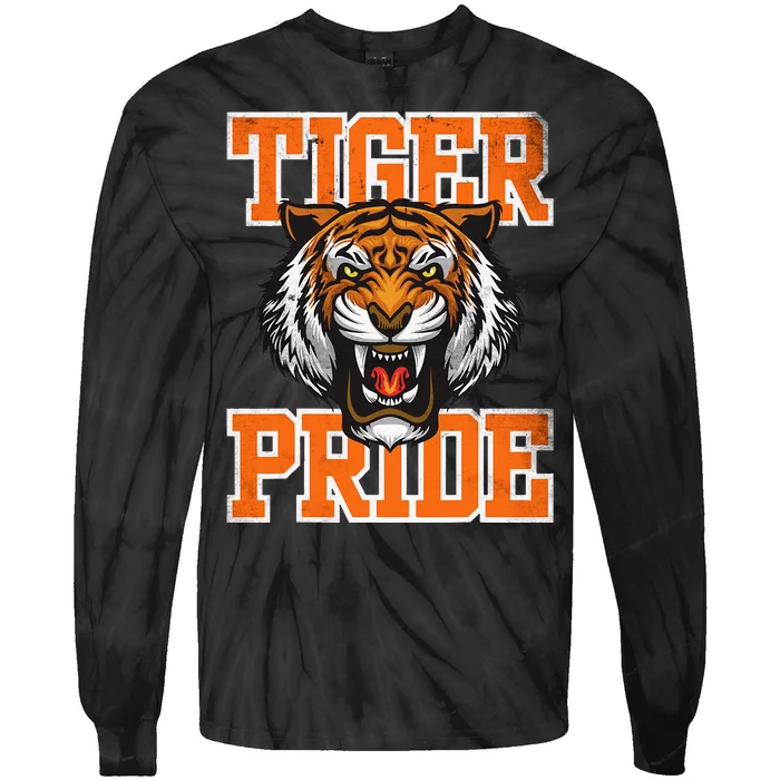 Tiger Pride Tiger Mascot School Sports Team Tie-Dye Long Sleeve Shirt