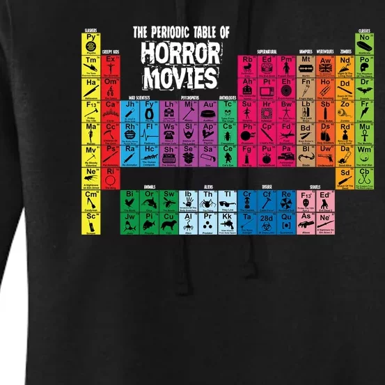 The Periodic Table Of Horror Movies Chemistry Science Women's Pullover Hoodie