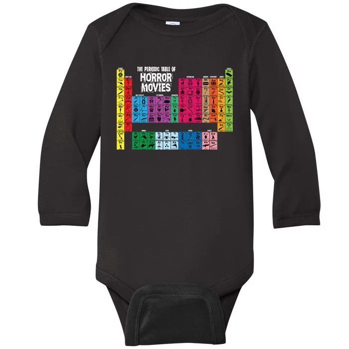 The Periodic Table Of Horror Movies Chemistry Science Baby Long Sleeve Bodysuit