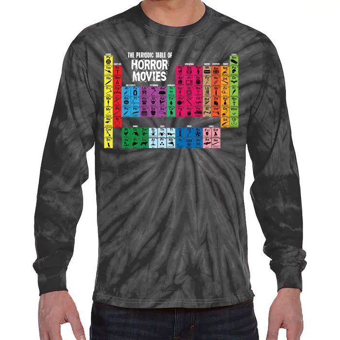 The Periodic Table Of Horror Movies Chemistry Science Tie-Dye Long Sleeve Shirt