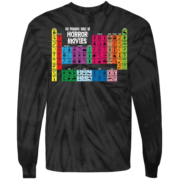 The Periodic Table Of Horror Movies Chemistry Science Tie-Dye Long Sleeve Shirt