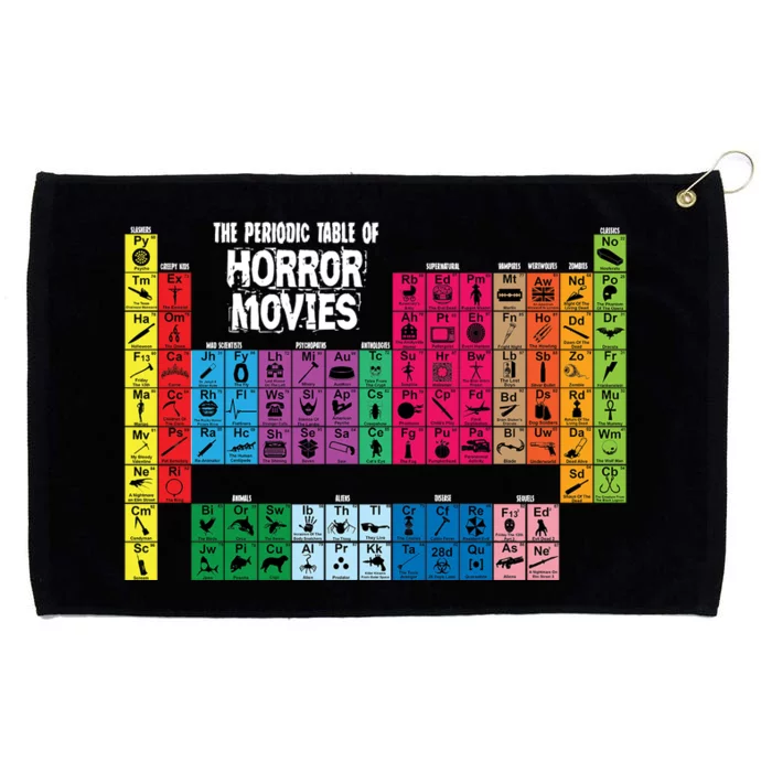 The Periodic Table Of Horror Movies Chemistry Science Grommeted Golf Towel