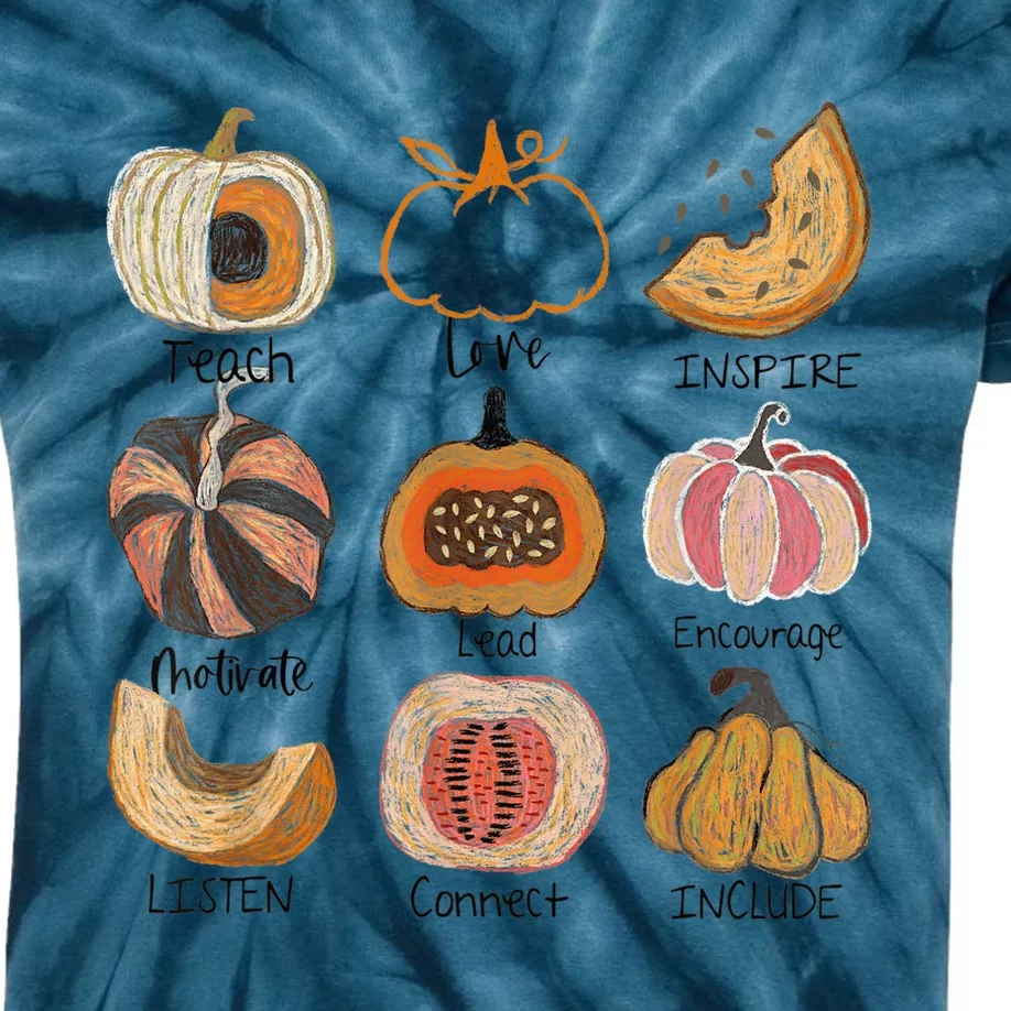 Teacher Pumpkin Teach Love Inspire Trick Or Teach Halloween Kids Tie-Dye T-Shirt