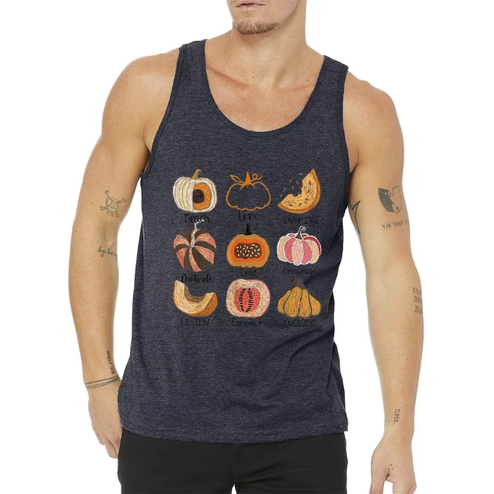 Teacher Pumpkin Teach Love Inspire Trick Or Teach Halloween Tank Top