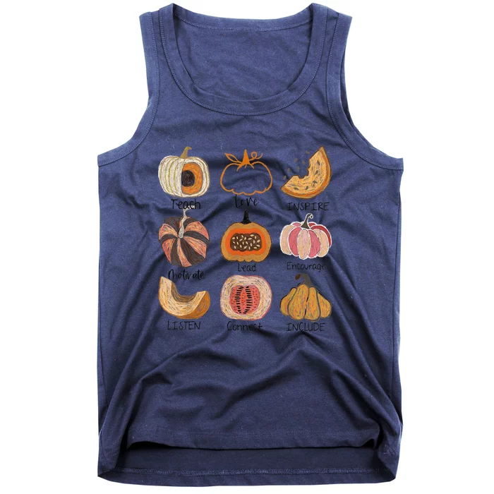 Teacher Pumpkin Teach Love Inspire Trick Or Teach Halloween Tank Top