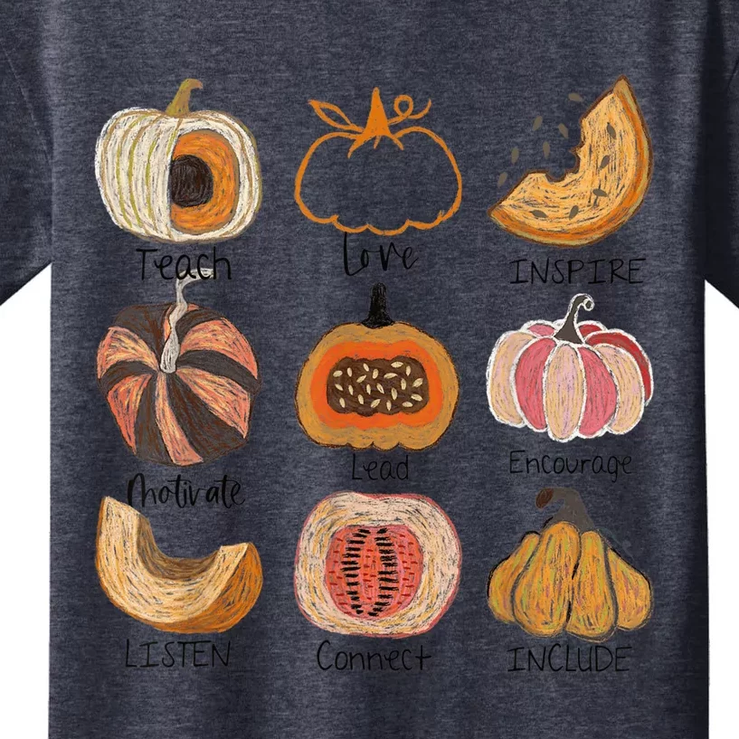 Teacher Pumpkin Teach Love Inspire Trick Or Teach Halloween Kids T-Shirt