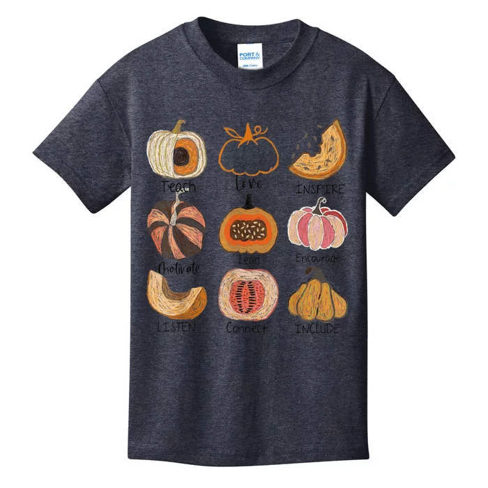 Teacher Pumpkin Teach Love Inspire Trick Or Teach Halloween Kids T-Shirt