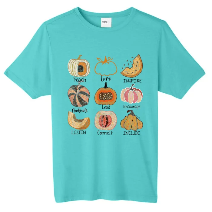 Teacher Pumpkin Teach Love Inspire Trick Or Teach Halloween ChromaSoft Performance T-Shirt