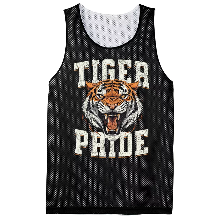 Tiger Pride Tiger Mascot Vintage School Sports Team Mesh Reversible Basketball Jersey Tank