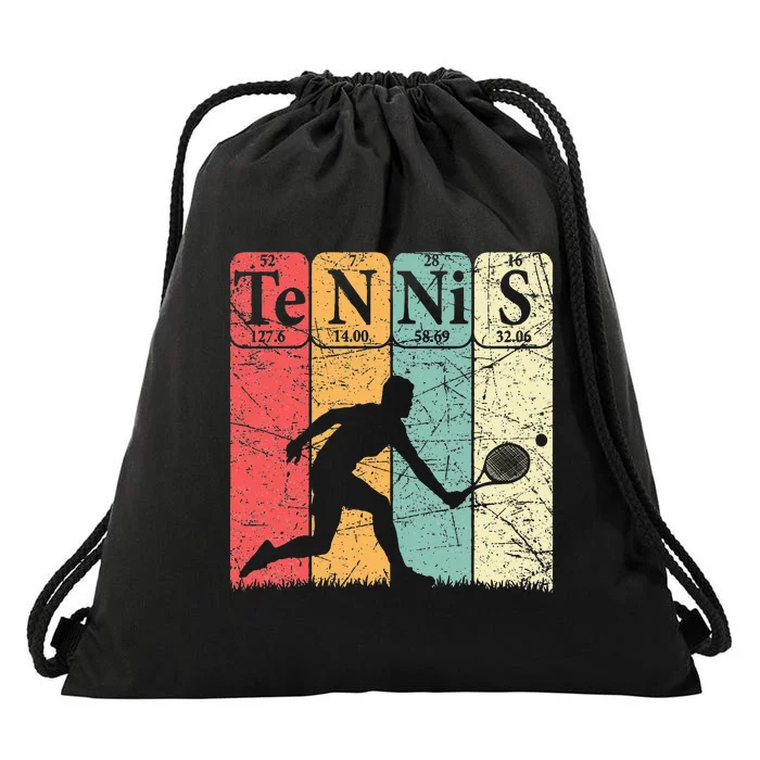 Tennis Periodic Table Elements Tennis Player Nerd Vintage Drawstring Bag