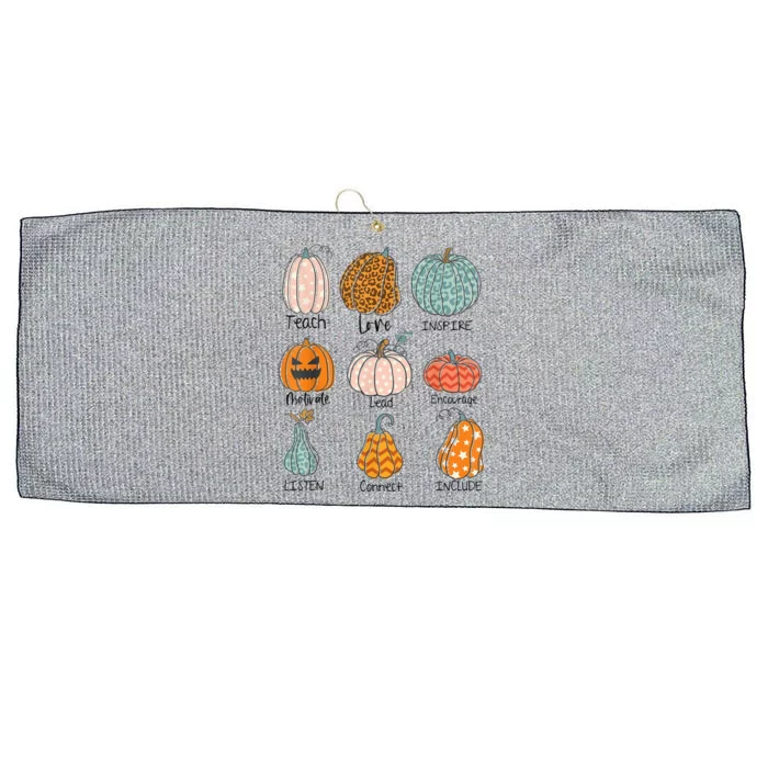 Teacher Pumpkins Trick Or Teach Halloween Teach Love Inspire Large Microfiber Waffle Golf Towel