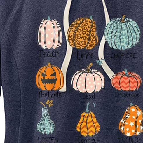 Teacher Pumpkins Trick Or Teach Halloween Teach Love Inspire Women's Fleece Hoodie