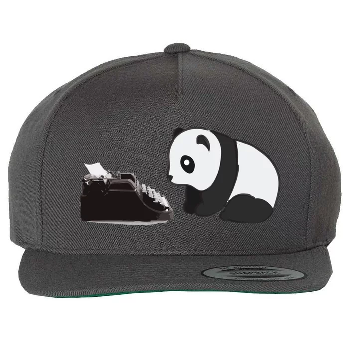 Typewriter Panda Wool Snapback Cap