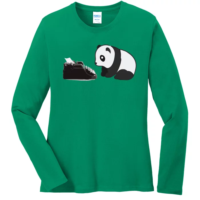 Typewriter Panda Ladies Long Sleeve Shirt