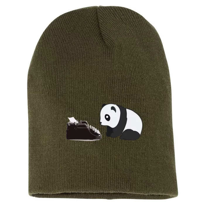 Typewriter Panda Short Acrylic Beanie