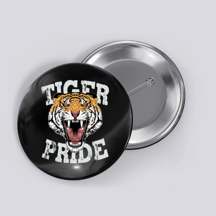 Tiger Pride Tiger Mascot Vintage School Sports Team Football Button