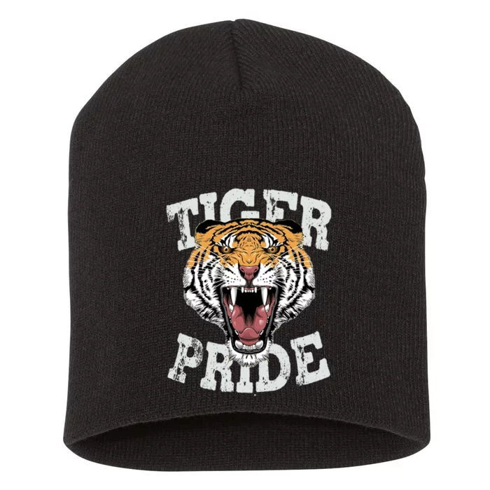 Tiger Pride Tiger Mascot Vintage School Sports Team Football Short Acrylic Beanie