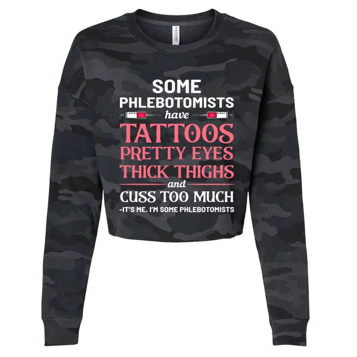 Tattooed Phlebotomist Tattoo Phlebotomy Kit Funny Nursery Gift Cropped Pullover Crew