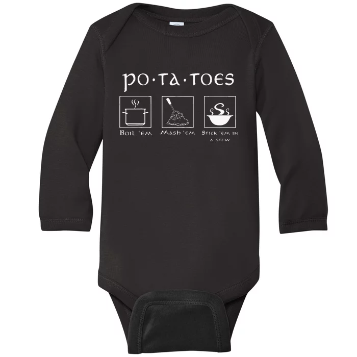 Taters Po Ta Toes Potato Tater Baby Long Sleeve Bodysuit