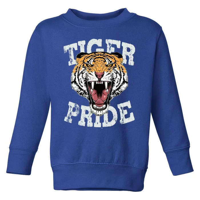 Tiger Pride Tiger Mascot Vintage School Sports Toddler Sweatshirt