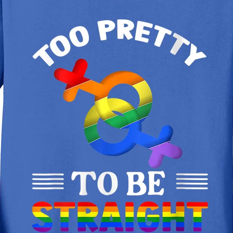 To Pretty To Be Straight Lgbt Lesbian Gay Pride Gift Kids Long Sleeve Shirt