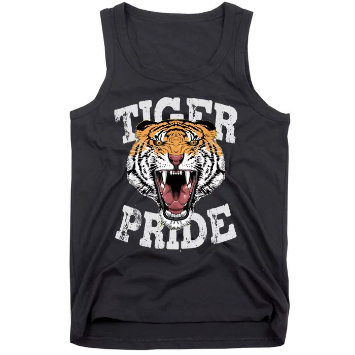 Tiger Pride Tiger Mascot Vintage School Sports Team Football Tank Top