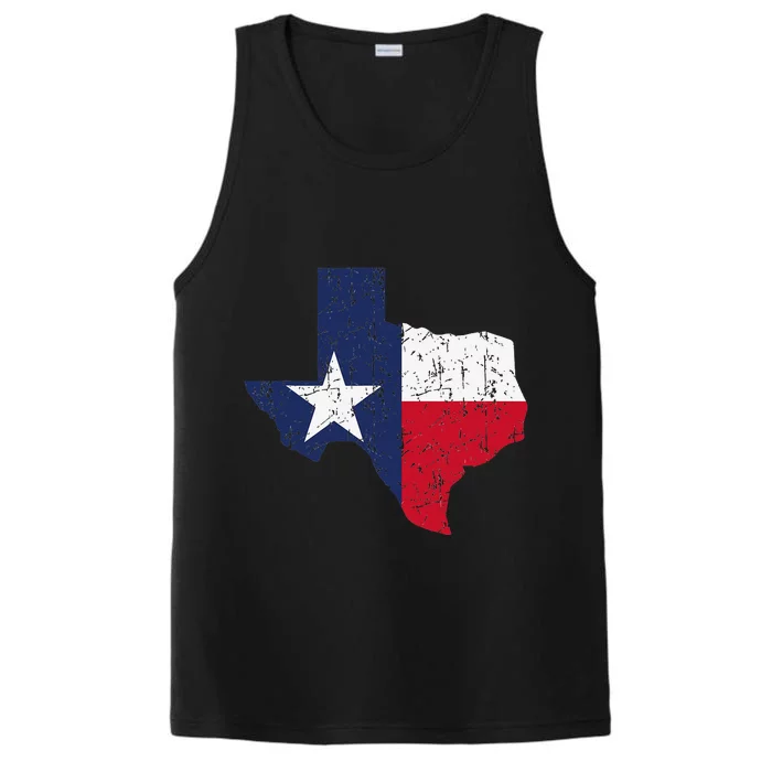 Texas Proud Texan Patriot American USA Flag Vintage Map Performance Tank