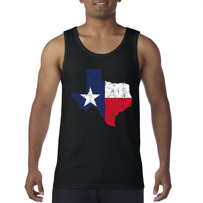 Texas Proud Texan Patriot American USA Flag Vintage Map Tank Top