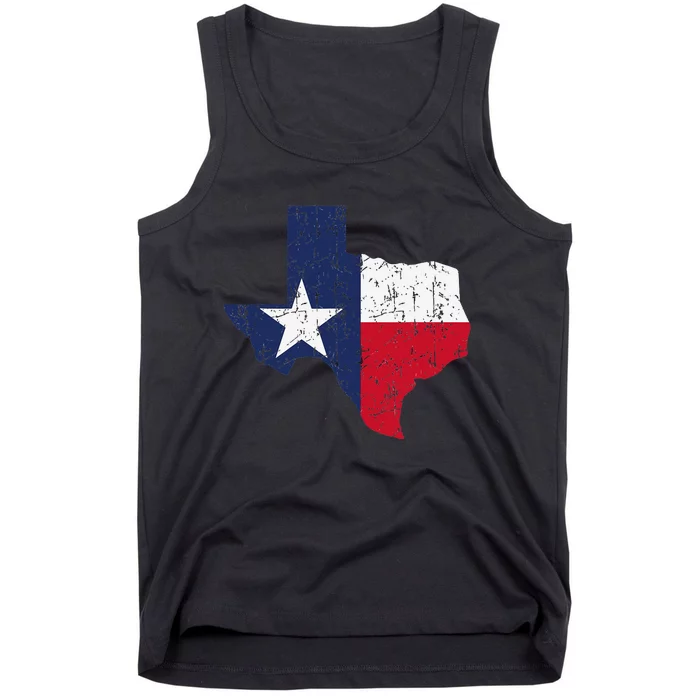 Texas Proud Texan Patriot American USA Flag Vintage Map Tank Top