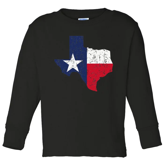 Texas Proud Texan Patriot American USA Flag Vintage Map Toddler Long Sleeve Shirt