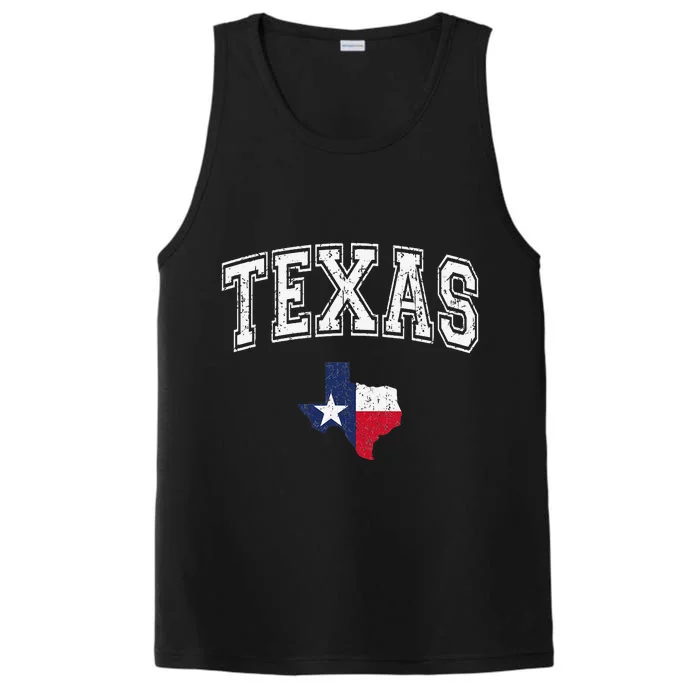 Texas Proud Texan Patriot American USA Flag Vintage Map Performance Tank