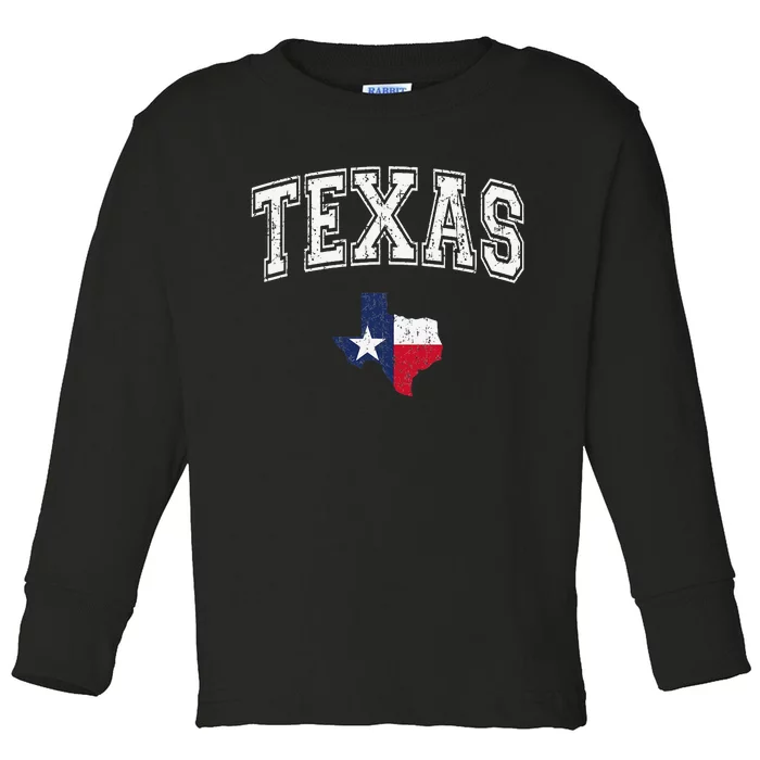 Texas Proud Texan Patriot American USA Flag Vintage Map Toddler Long Sleeve Shirt