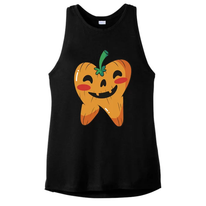 Tooth Pumpkin Ladies Tri-Blend Wicking Tank