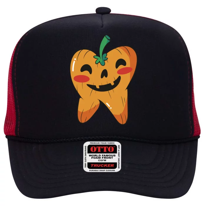 Tooth Pumpkin High Crown Mesh Trucker Hat