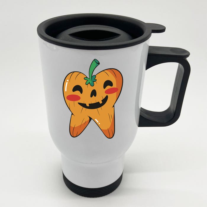 Tooth Pumpkin Front & Back Stainless Steel Travel Mug