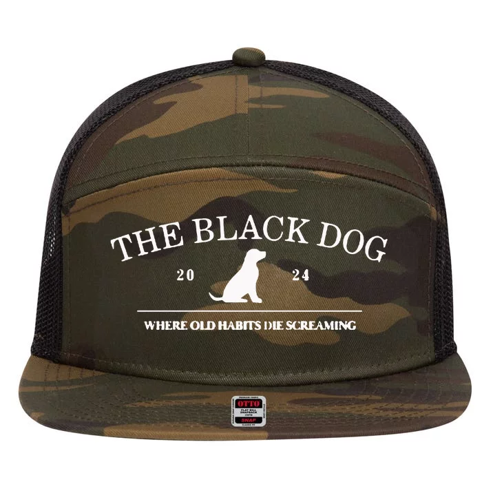 Tortured Poets The Black Dog 7 Panel Mesh Trucker Snapback Hat