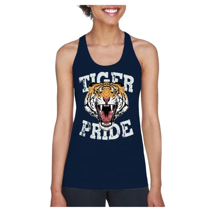 Tiger Pride Tiger Mascot Vintage School Sports Team Football Women's Racerback Tank