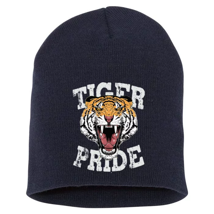 Tiger Pride Tiger Mascot Vintage School Sports Team Football Short Acrylic Beanie