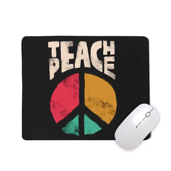 Teach Peace Teacher's Day 2022 Vintage Peace Sign Mousepad