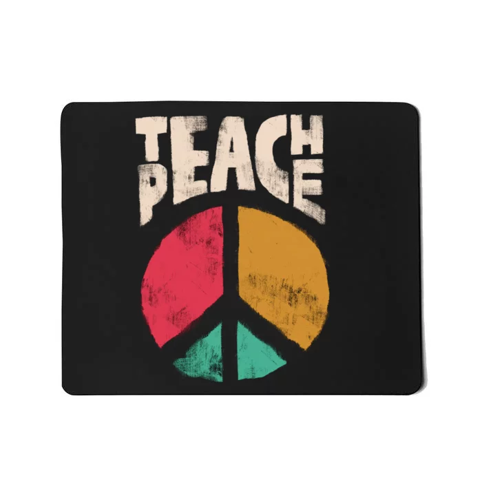 Teach Peace Teacher's Day 2022 Vintage Peace Sign Mousepad