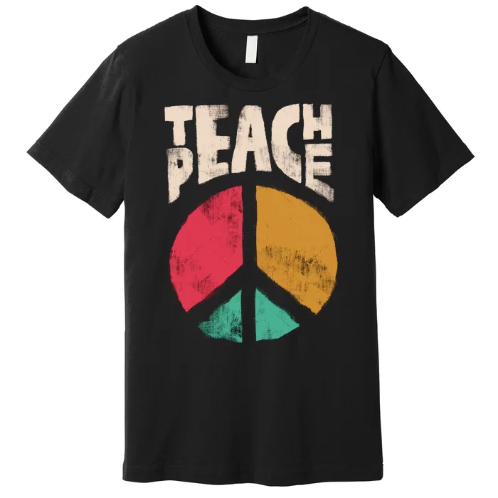 Teach Peace Teacher's Day 2022 Vintage Peace Sign Premium T-Shirt