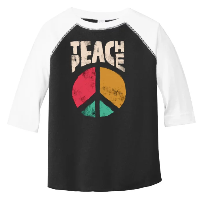 Teach Peace Teacher's Day 2022 Vintage Peace Sign Toddler Fine Jersey T-Shirt