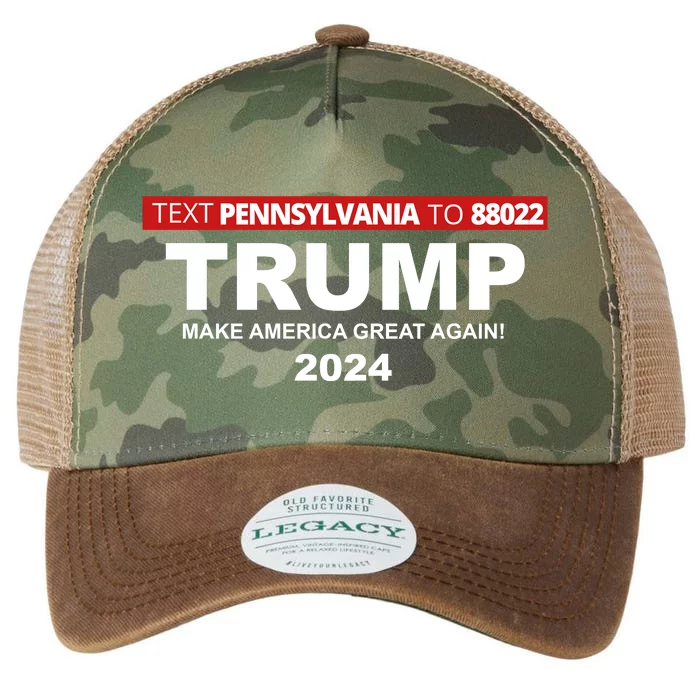 Text Pennsylvania To 88022 Trump Make America Great Again 2024 Legacy Tie Dye Trucker Hat