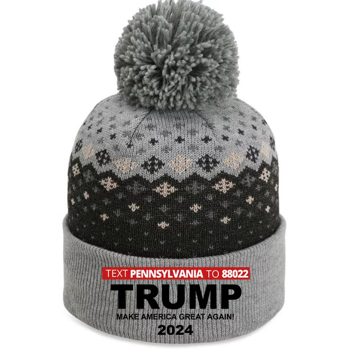 Text Pennsylvania To 88022 Trump Make America Great Again 2024 The Baniff Cuffed Pom Beanie