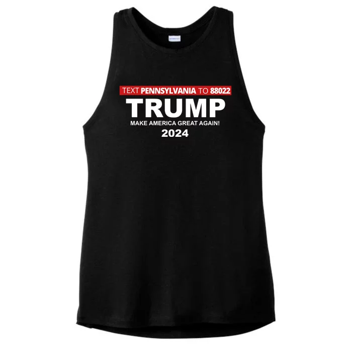 Text Pennsylvania To 88022 Trump Make America Great Again 2024 Ladies Tri-Blend Wicking Tank