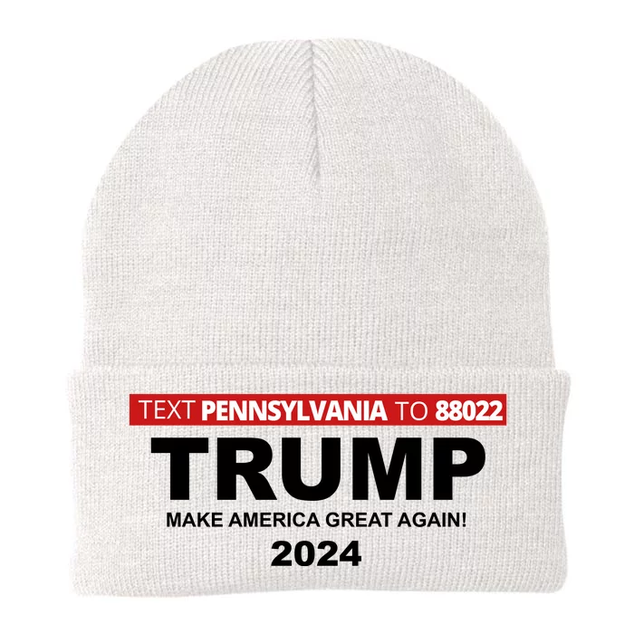 Text Pennsylvania To 88022 Trump Make America Great Again 2024 Knit Cap Winter Beanie