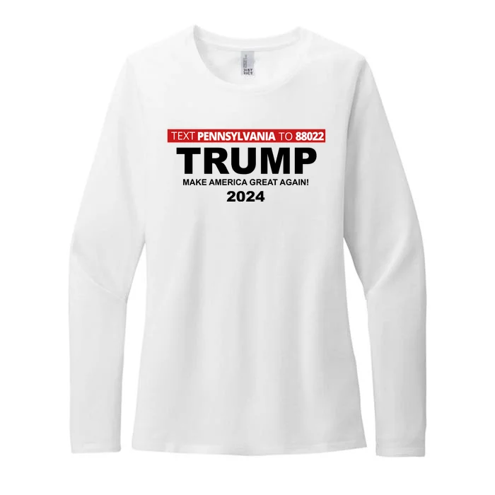 Text Pennsylvania To 88022 Trump Make America Great Again 2024 Womens CVC Long Sleeve Shirt