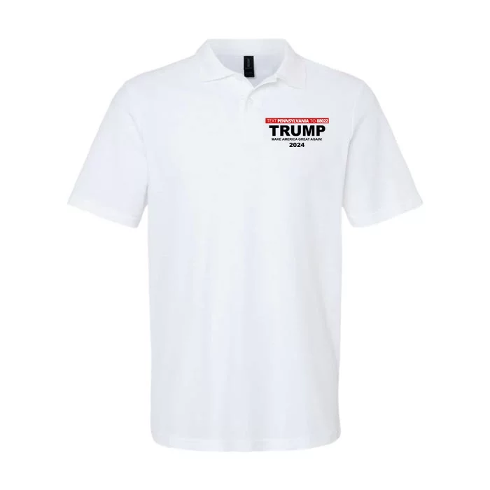 Text Pennsylvania To 88022 Trump Make America Great Again 2024 Softstyle Adult Sport Polo