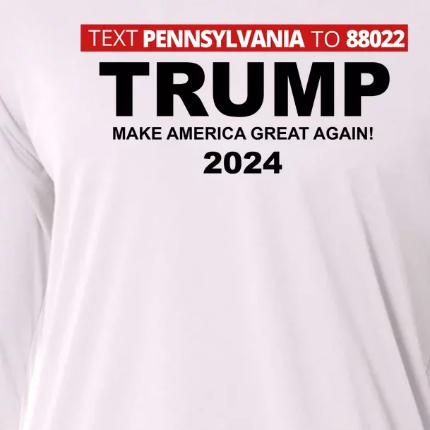 Text Pennsylvania To 88022 Trump Make America Great Again 2024 Cooling Performance Long Sleeve Crew